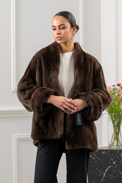 model wearing mink fur