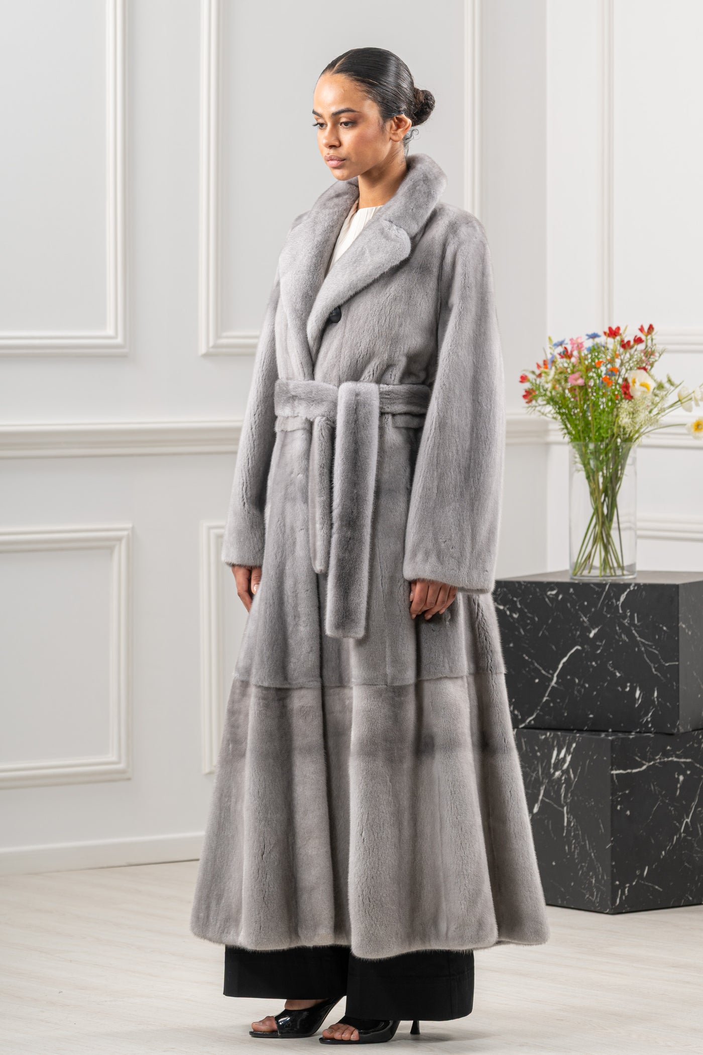 model wearing mink fur