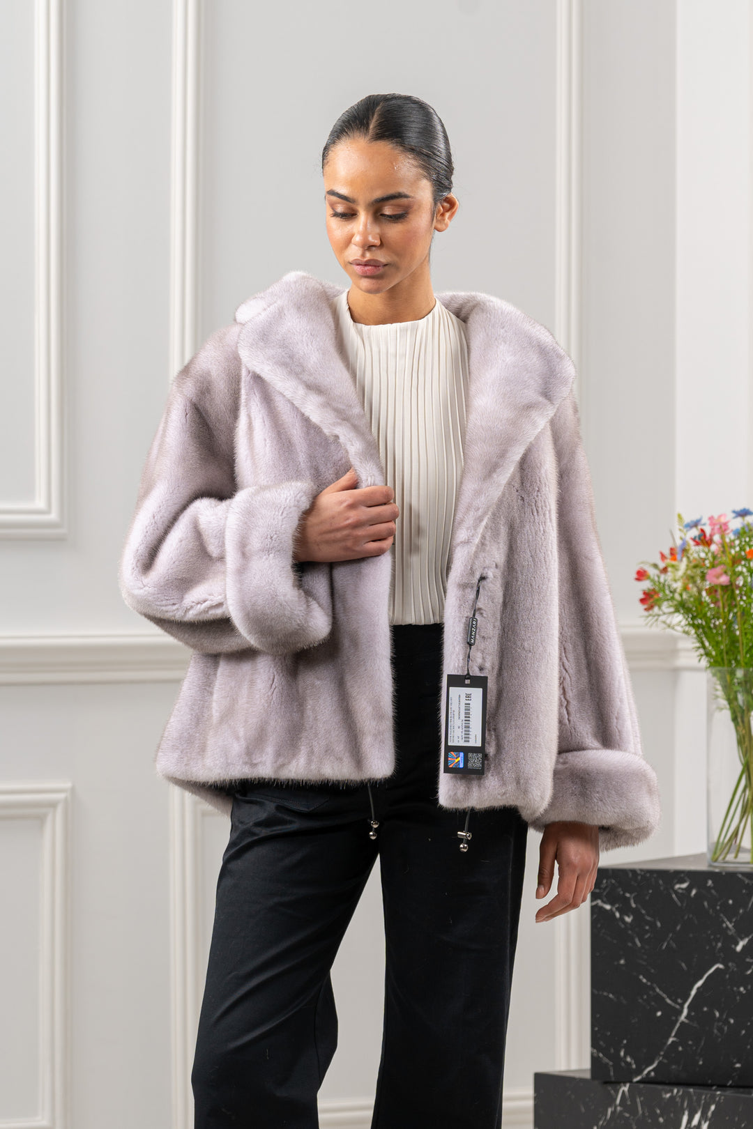 Elegant Silver Blue Mink fur coat for a refined look