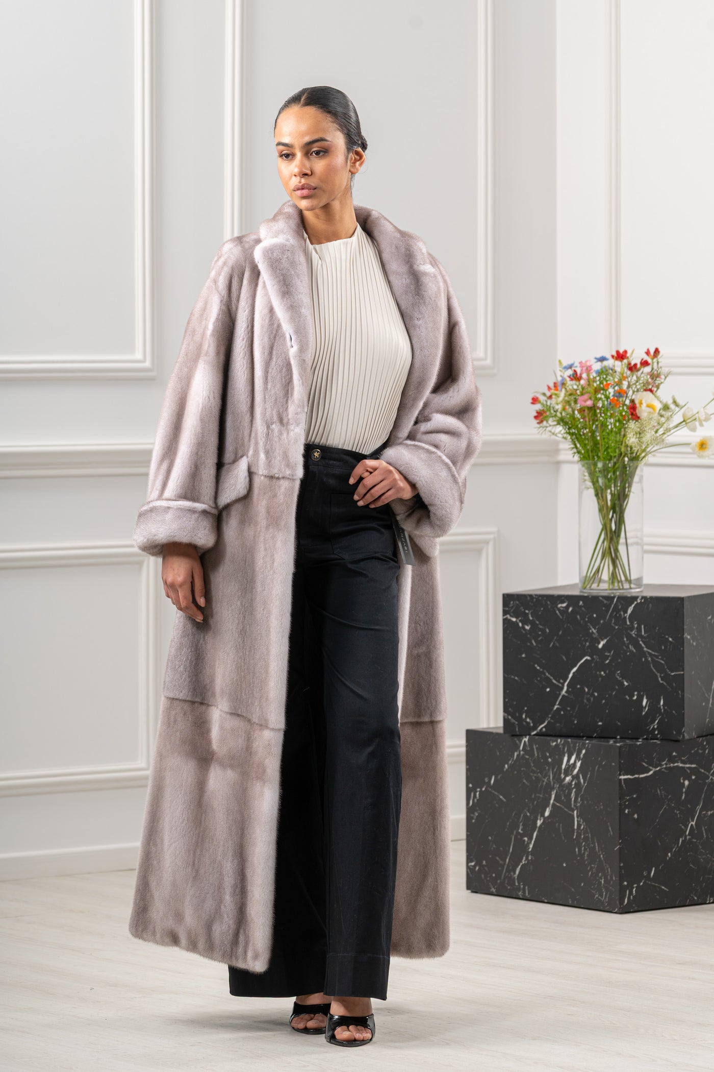 model wearing mink fur