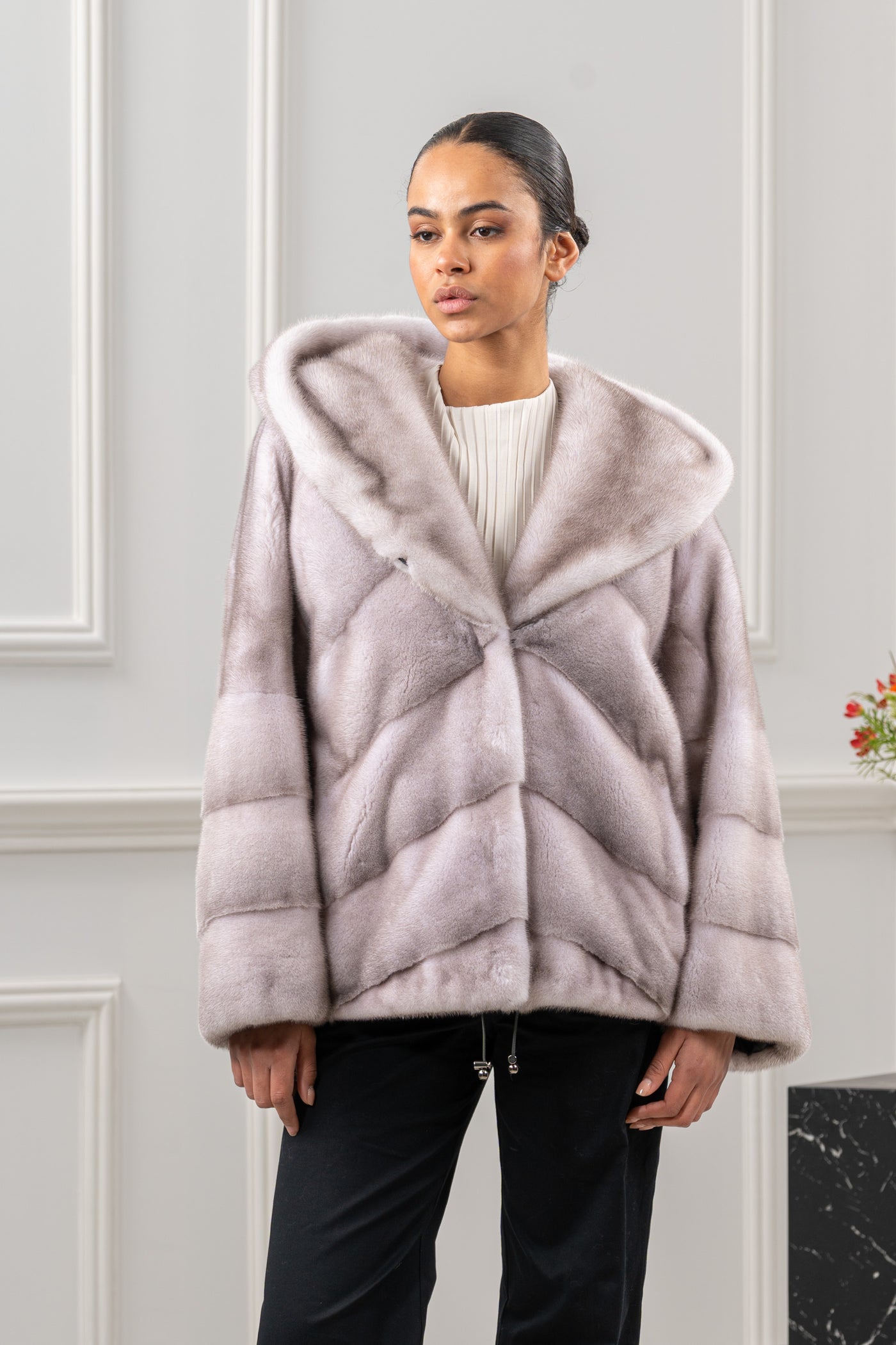 model wearing mink fur