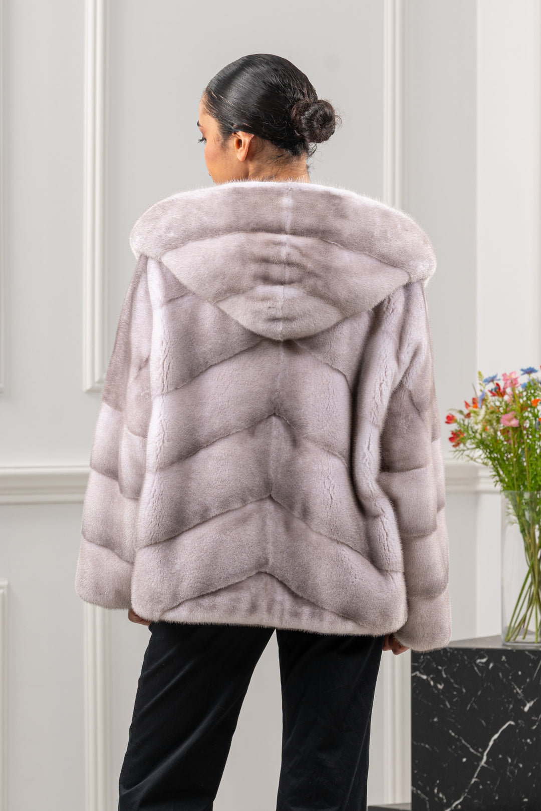 Exclusive Silver Blue Mink fur coat by manzari