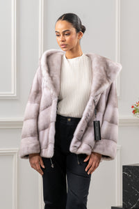 Chic Silver Blue Mink fur coat by manzari for a bold statement
