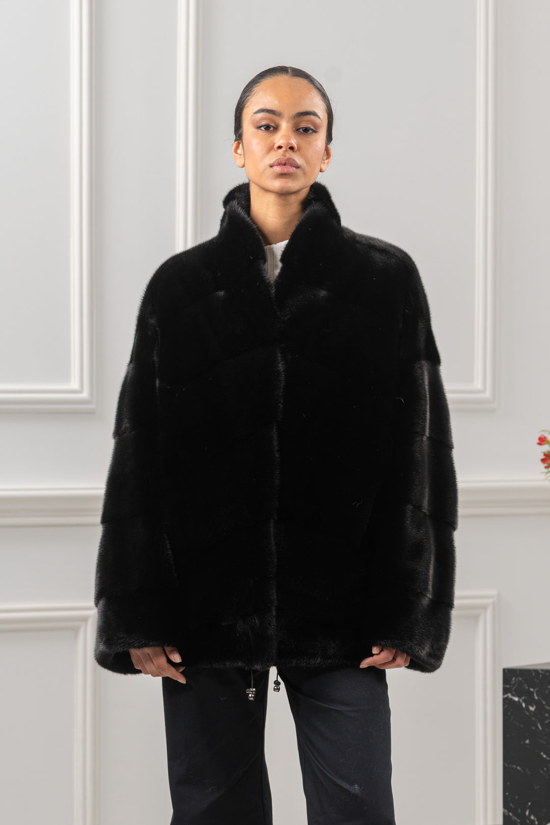 Manzari Blackglama Mink fur coat with a modern touch