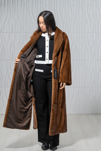 Gold Mink Fur Coat - Women's Velvet Coat S/S 19M752Γ305