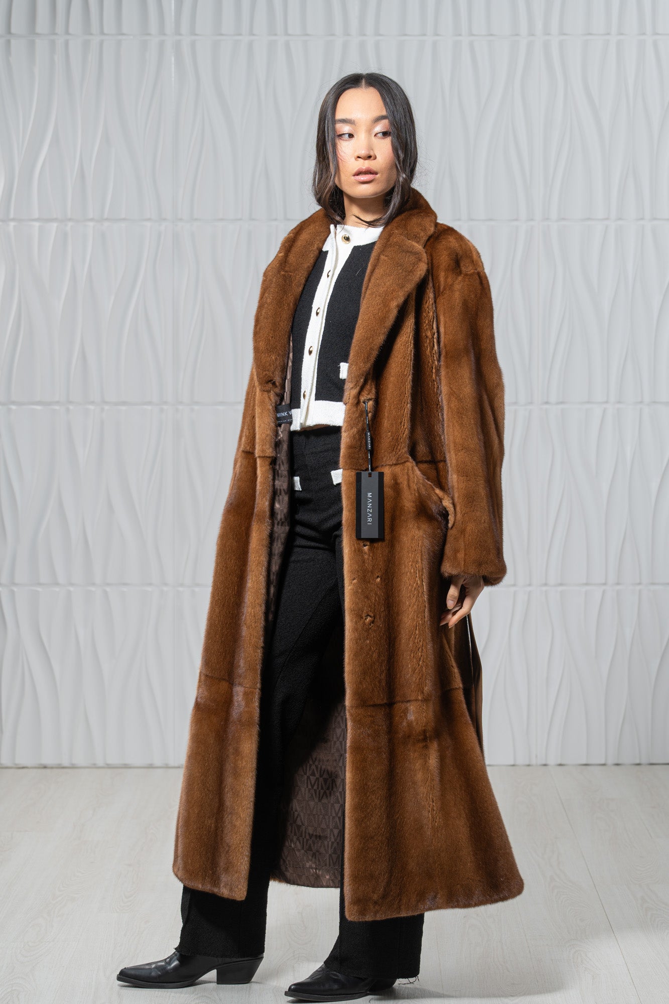 Gold Mink Fur Coat - Women's Velvet Coat S/S 19M752Γ305