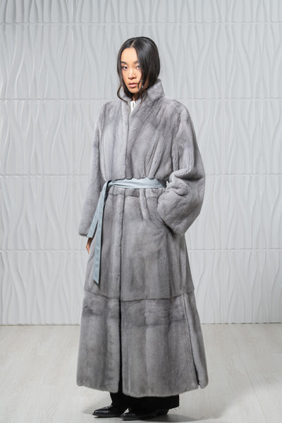 Sapphire Mink Fur Coat - Women's Velvet Coat S/S 24M4133