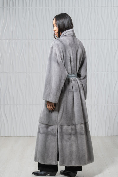 Sapphire Mink Fur Coat - Women's Velvet Coat S/S 24M4133