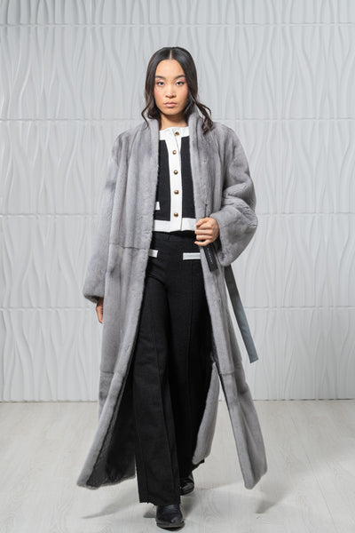 Sapphire Mink Fur Coat - Women's Velvet Coat S/S 24M4133