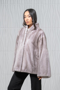 Silver Blue Mink Fur Short Jacket - Women&
