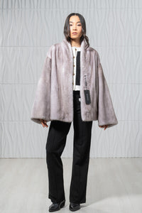 Silver Blue Mink Fur Short Jacket - Women&