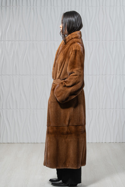 Gold Mink Fur Coat - Women's Velvet Coat S/S 24M4133