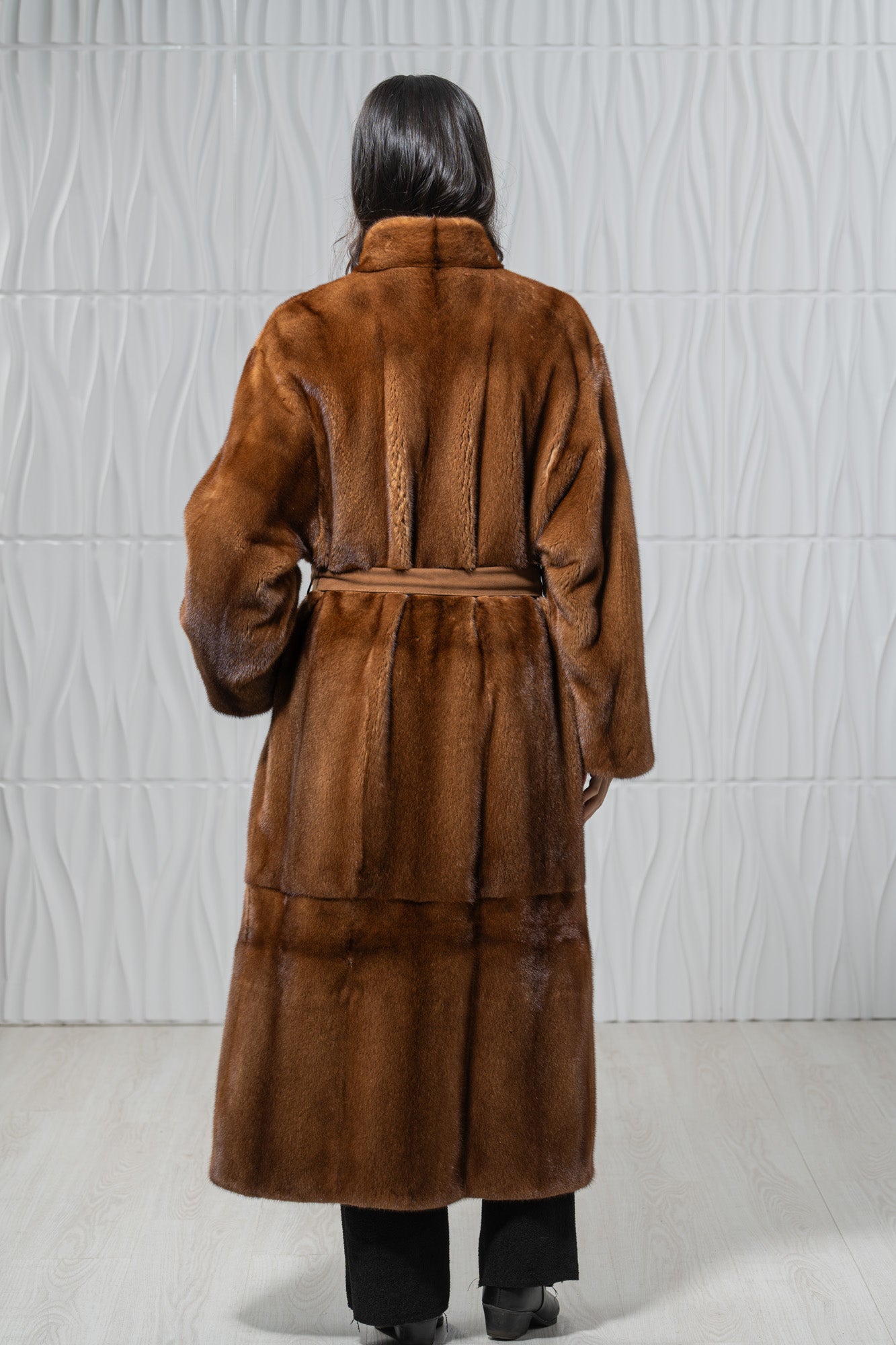 Gold Mink Fur Coat - Women's Velvet Coat S/S 24M4133