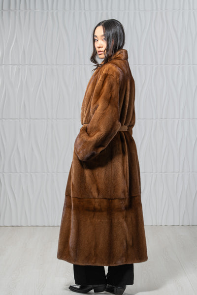 Gold Mink Fur Coat - Women's Velvet Coat S/S 24M4133