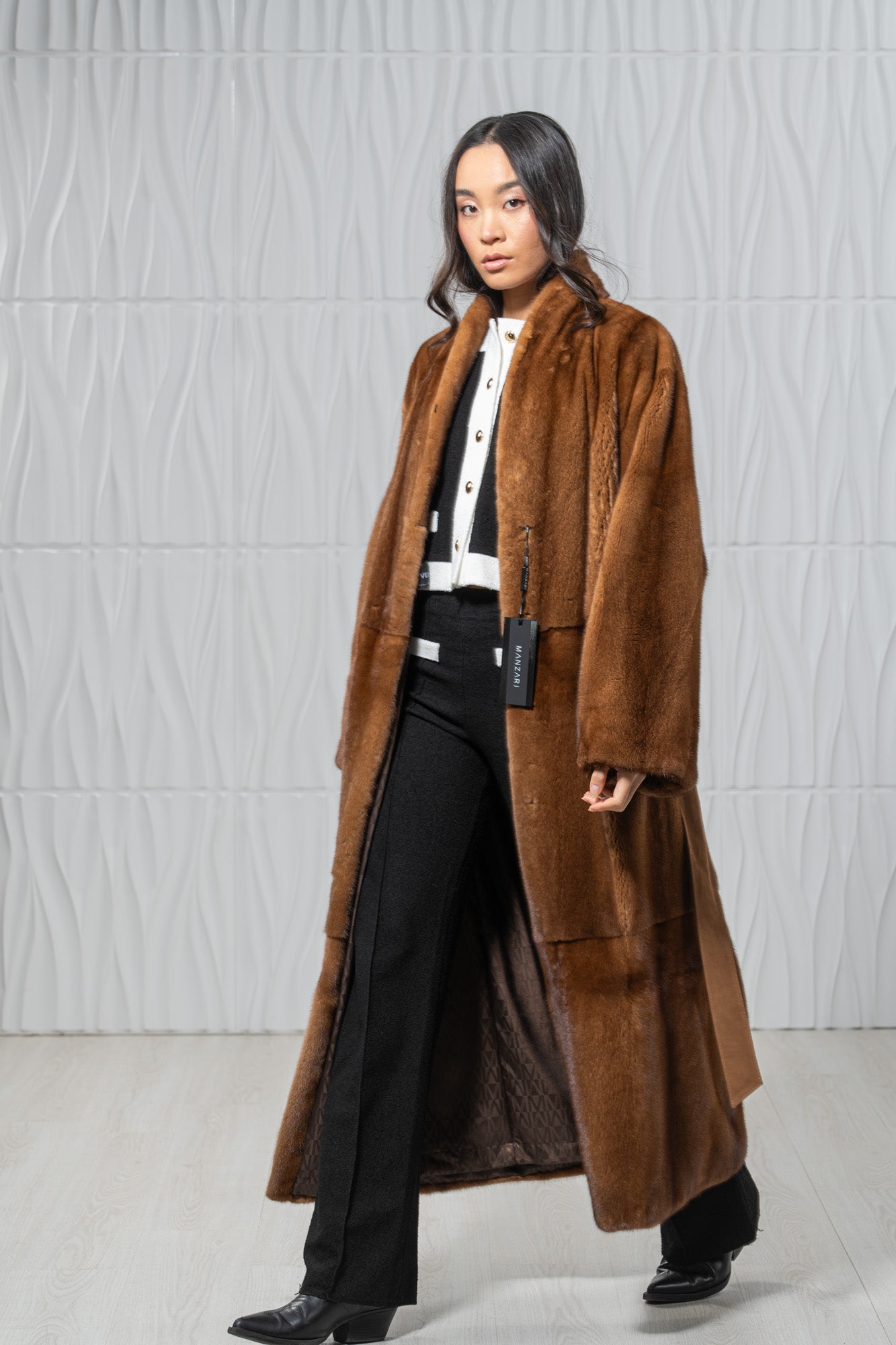 Gold Mink Fur Coat - Women's Velvet Coat S/S 24M4133