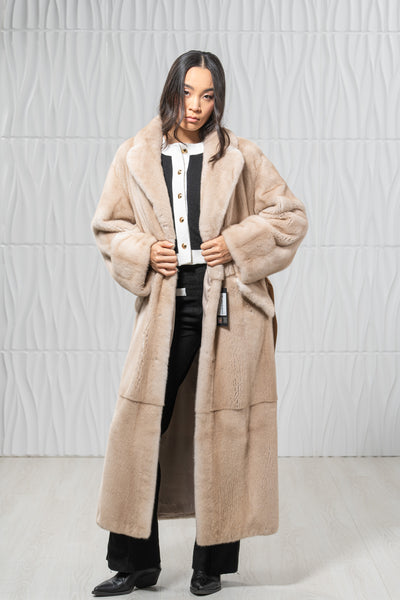Palomino Mink Fur Coat - Women's Velvet Coat S/S 19M752Γ305