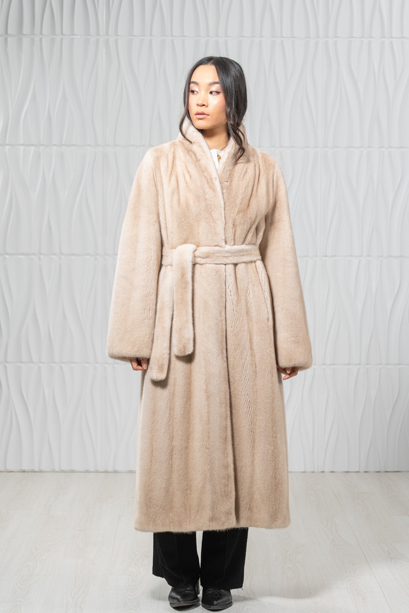 Palomino Mink Fur Coat - Women's Velvet Coat L/O 22M7950