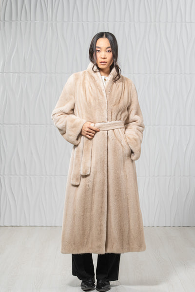 Palomino Mink Fur Coat - Women's Velvet Coat L/O 22M7950