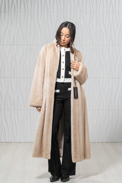 Palomino Mink Fur Coat - Women's Velvet Coat L/O 22M7950