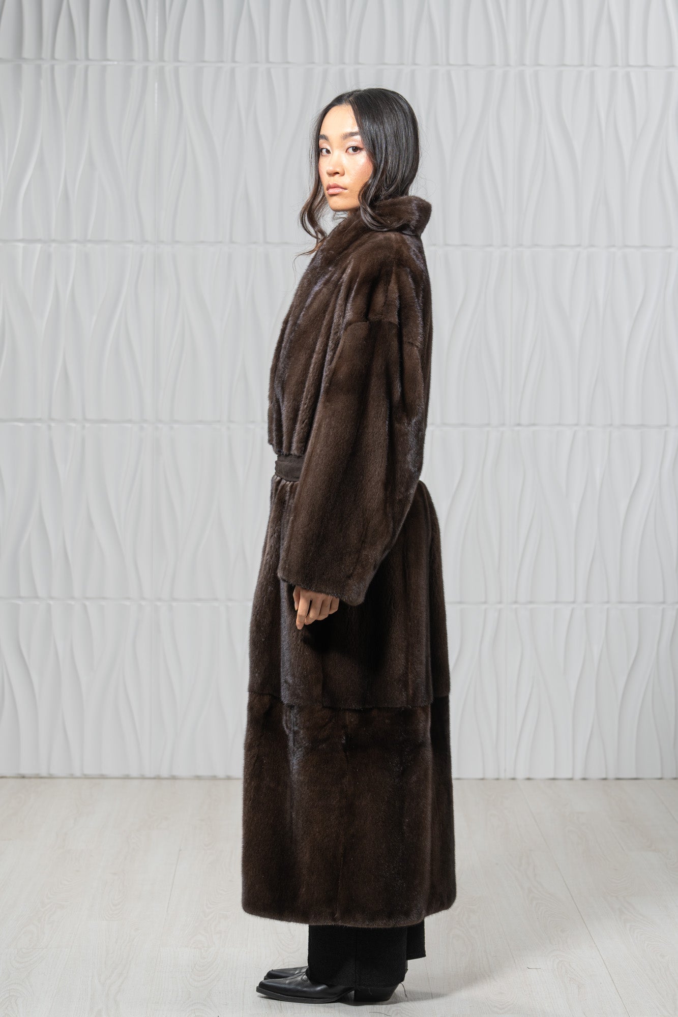Star Light Mink Fur Coat - Women's Velvet Coat S/S 25Μ5499