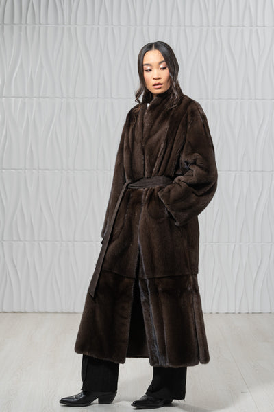 Star Light Mink Fur Coat - Women's Velvet Coat S/S 24M4133