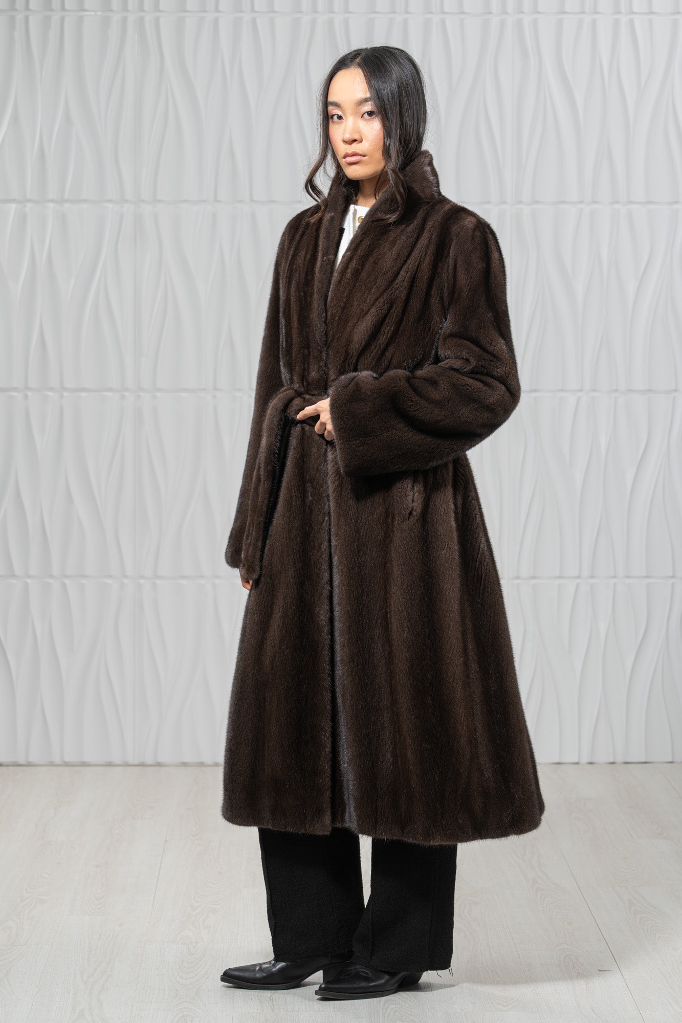 Star Light Mink Fur Coat - Women's Velvet Coat L/O 22M7950