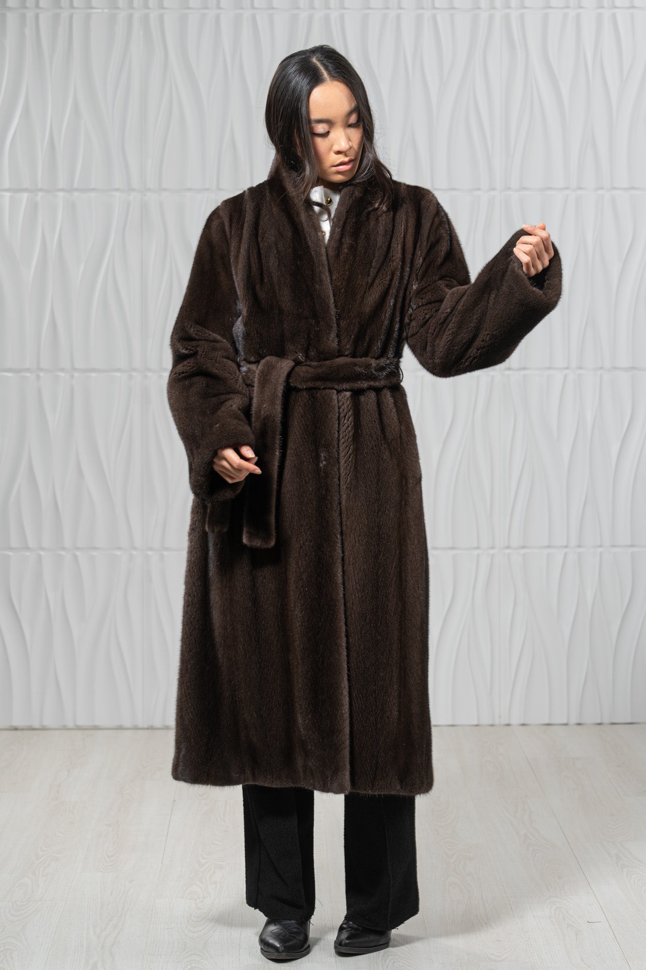 Star Light Mink Fur Coat - Women's Velvet Coat L/O 22M7950