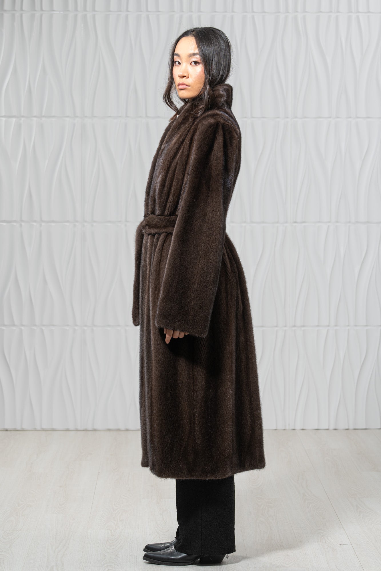 Star Light Mink Fur Coat - Women's Velvet Coat L/O 22M7950