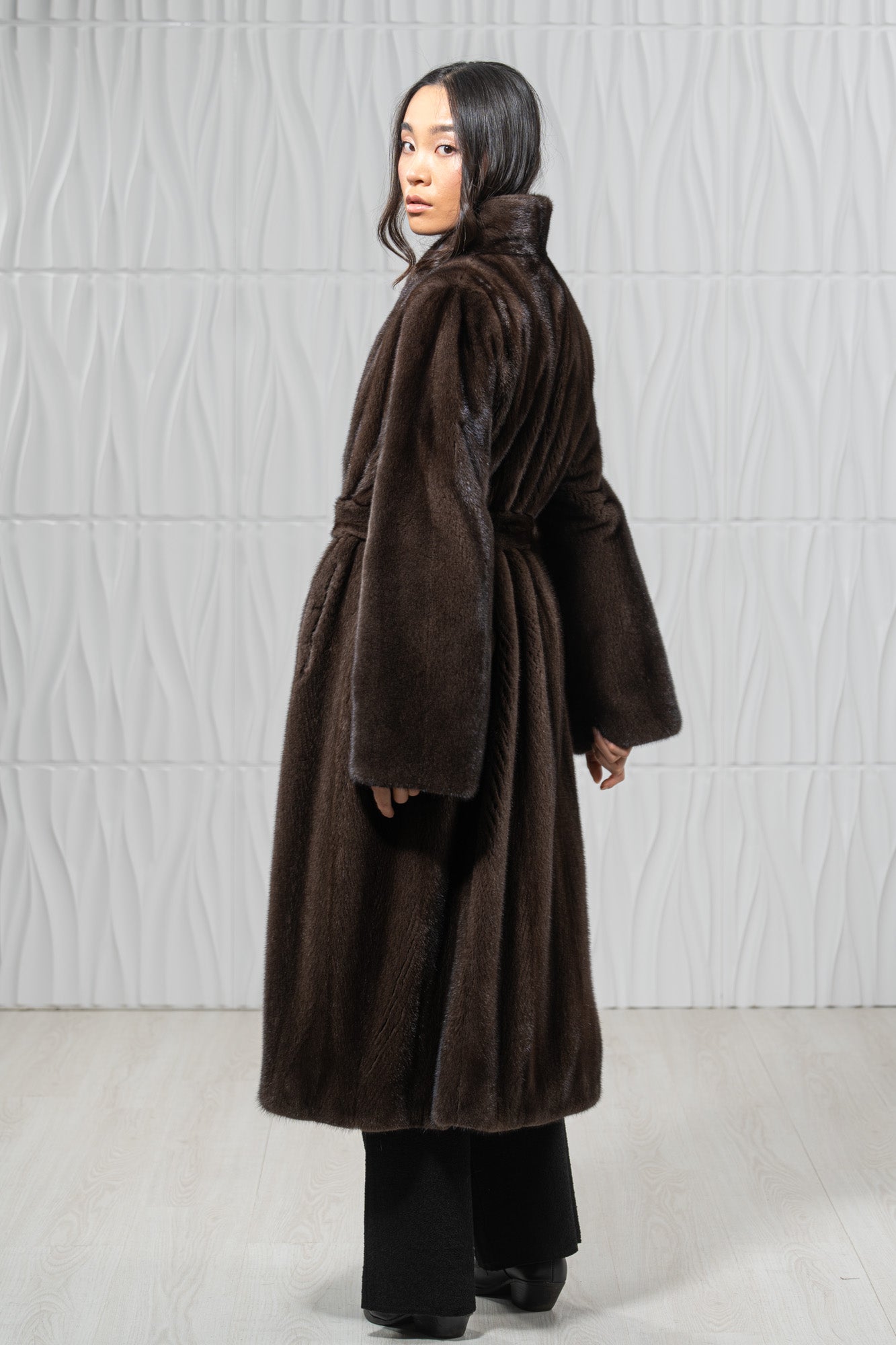 Star Light Mink Fur Coat - Women's Velvet Coat L/O 22M7950