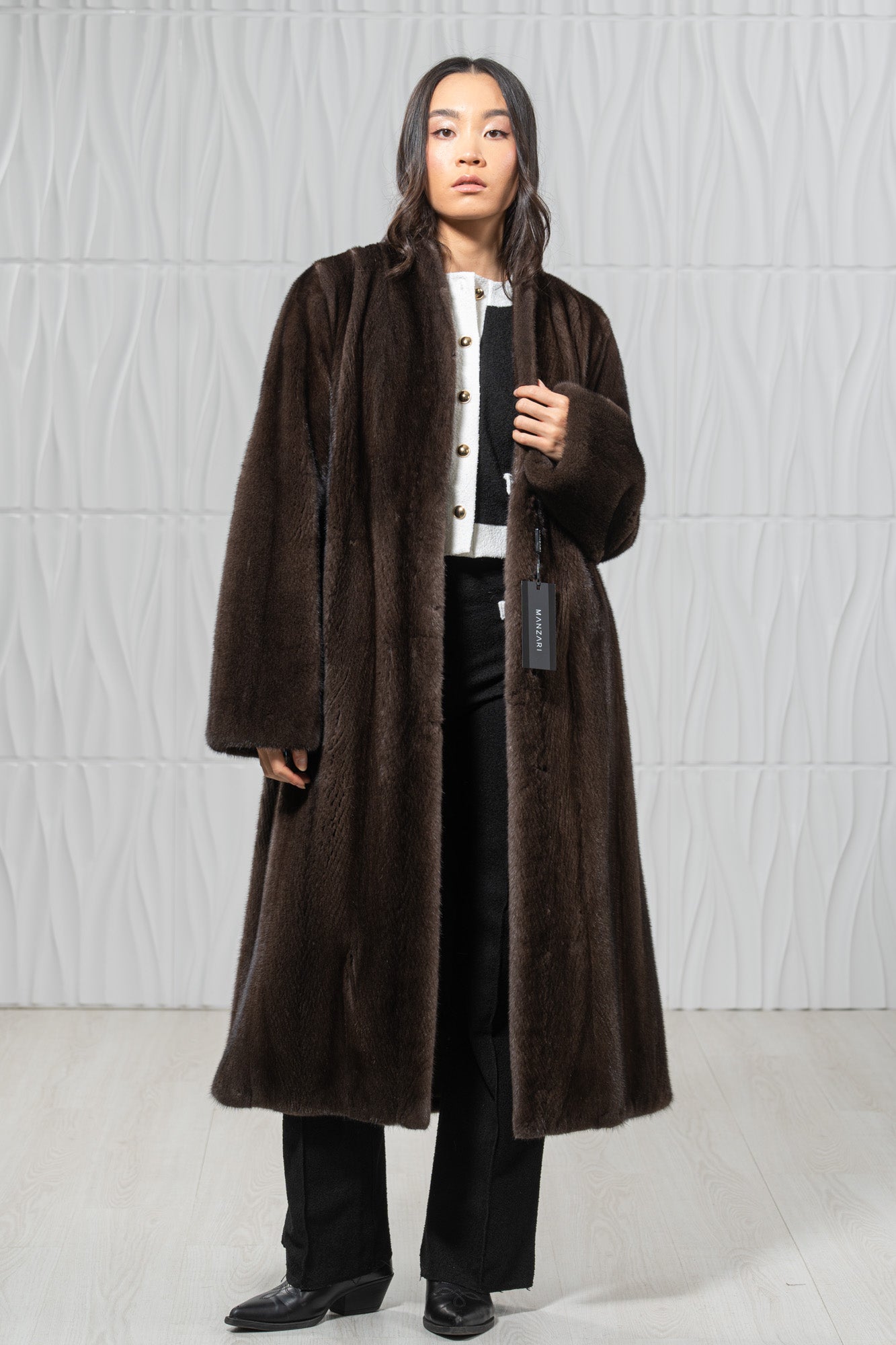 Star Light Mink Fur Coat - Women's Velvet Coat L/O 22M7950