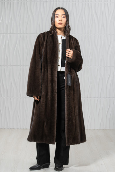 Star Light Mink Fur Coat - Women's Velvet Coat L/O 22M7950