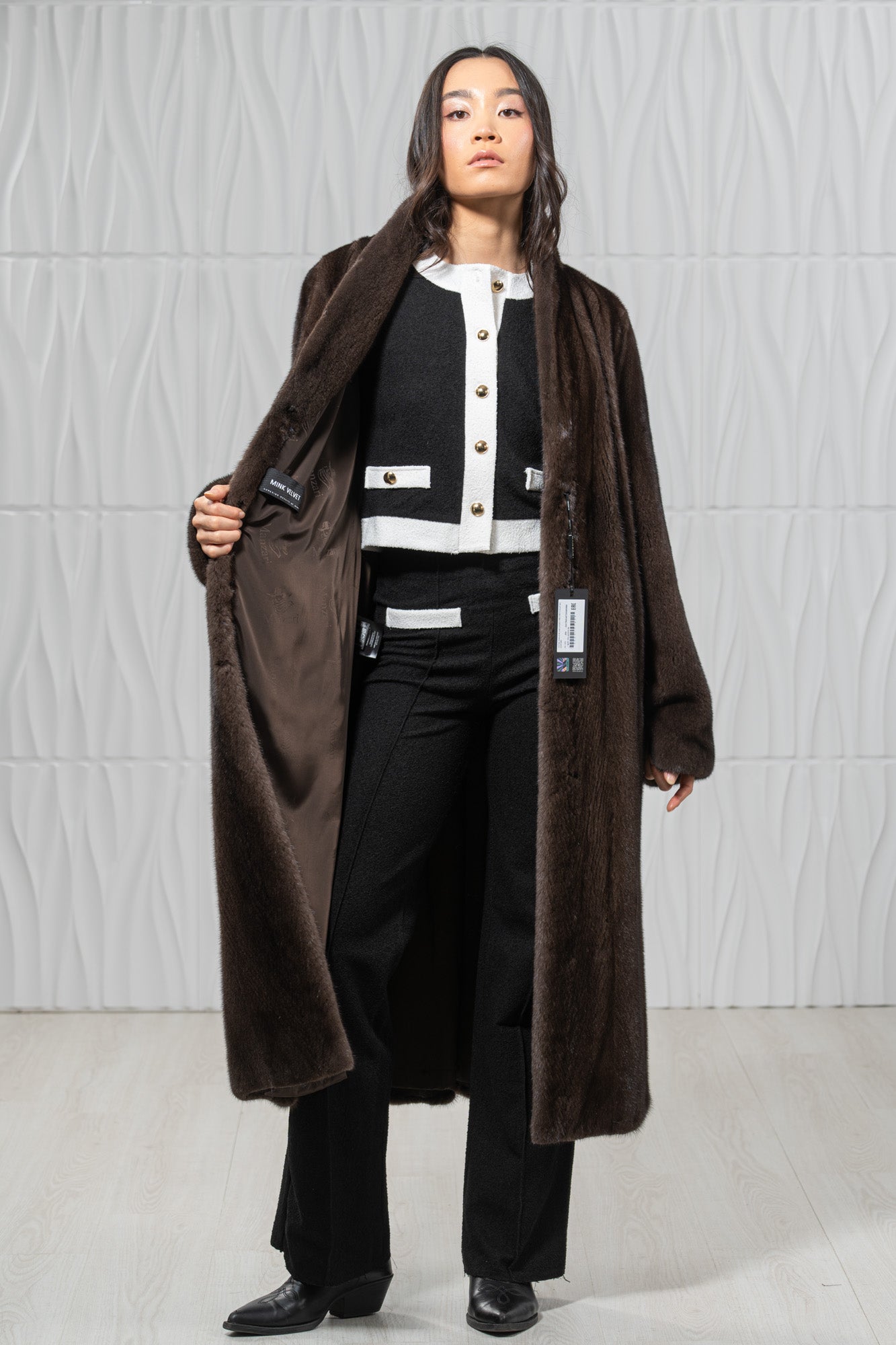 Star Light Mink Fur Coat - Women's Velvet Coat L/O 22M7950