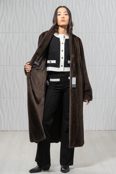 Star Light Mink Fur Coat - Women's Velvet Coat L/O 22M7950