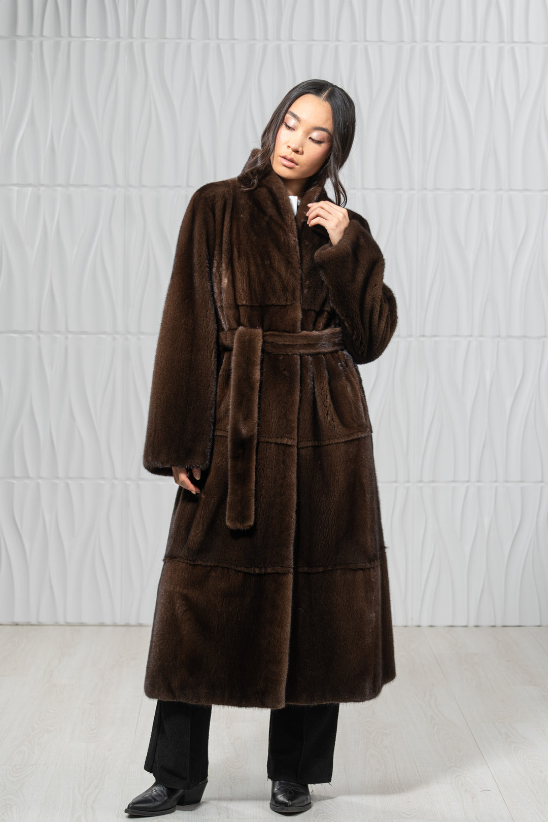 Brown Mink Fur Coat - Women&