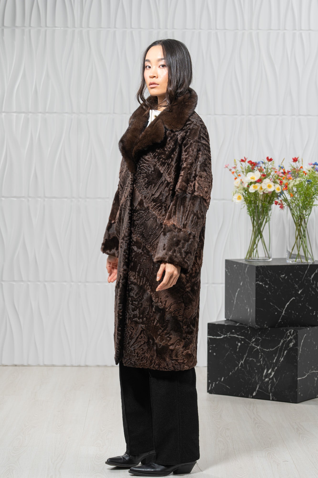 Swakara Skin Chokolat Long Hair Jacket A/K 20M677