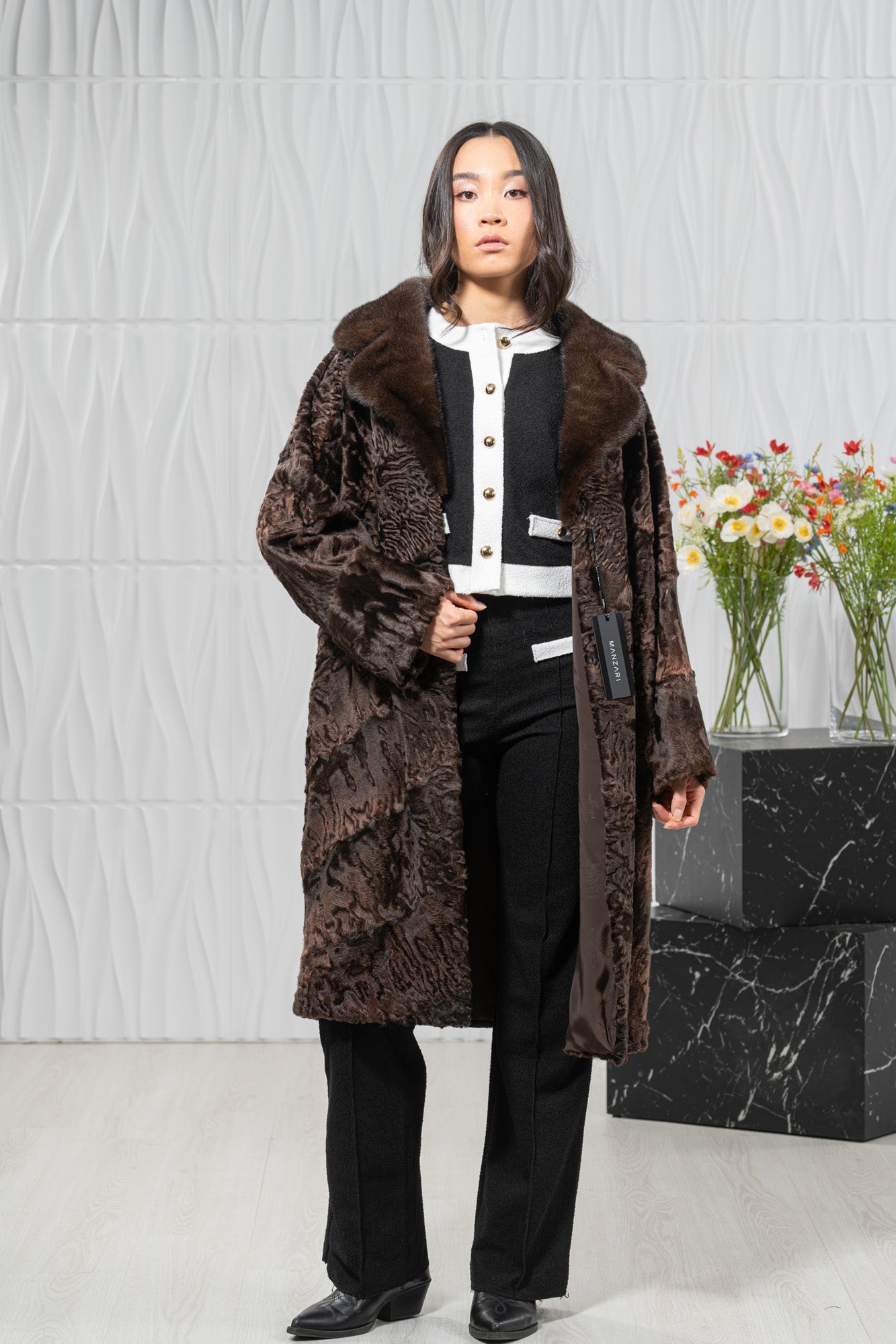 Swakara Skin Chokolat Long Hair Jacket A/K 20M677