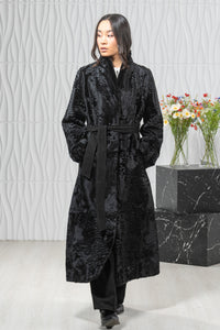 Swakara Skin Black Long Hair Coat S/S 22M7950