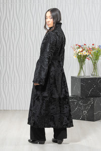 Swakara Skin Black Long Hair Coat S/S 22M7950