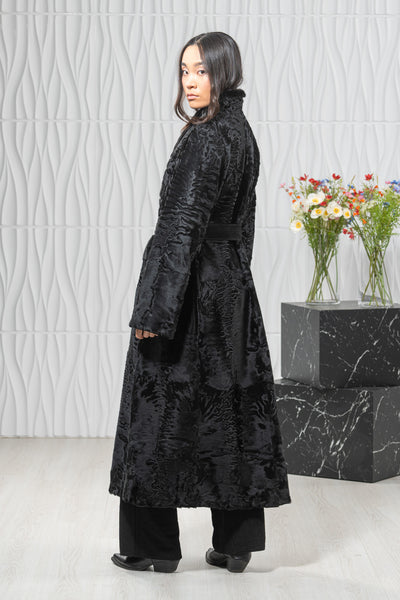 Swakara Skin Black Long Hair Coat S/S 22M7950