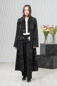 Swakara Skin Black Long Hair Coat S/S 22M7950