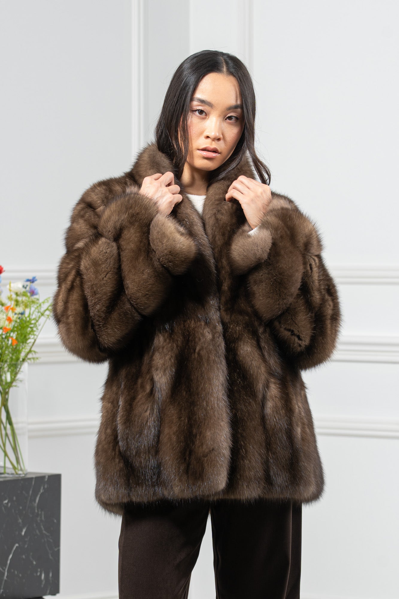 Russian Sable Platinum Skin Natural Long Hair Short Jacket L1,7 S