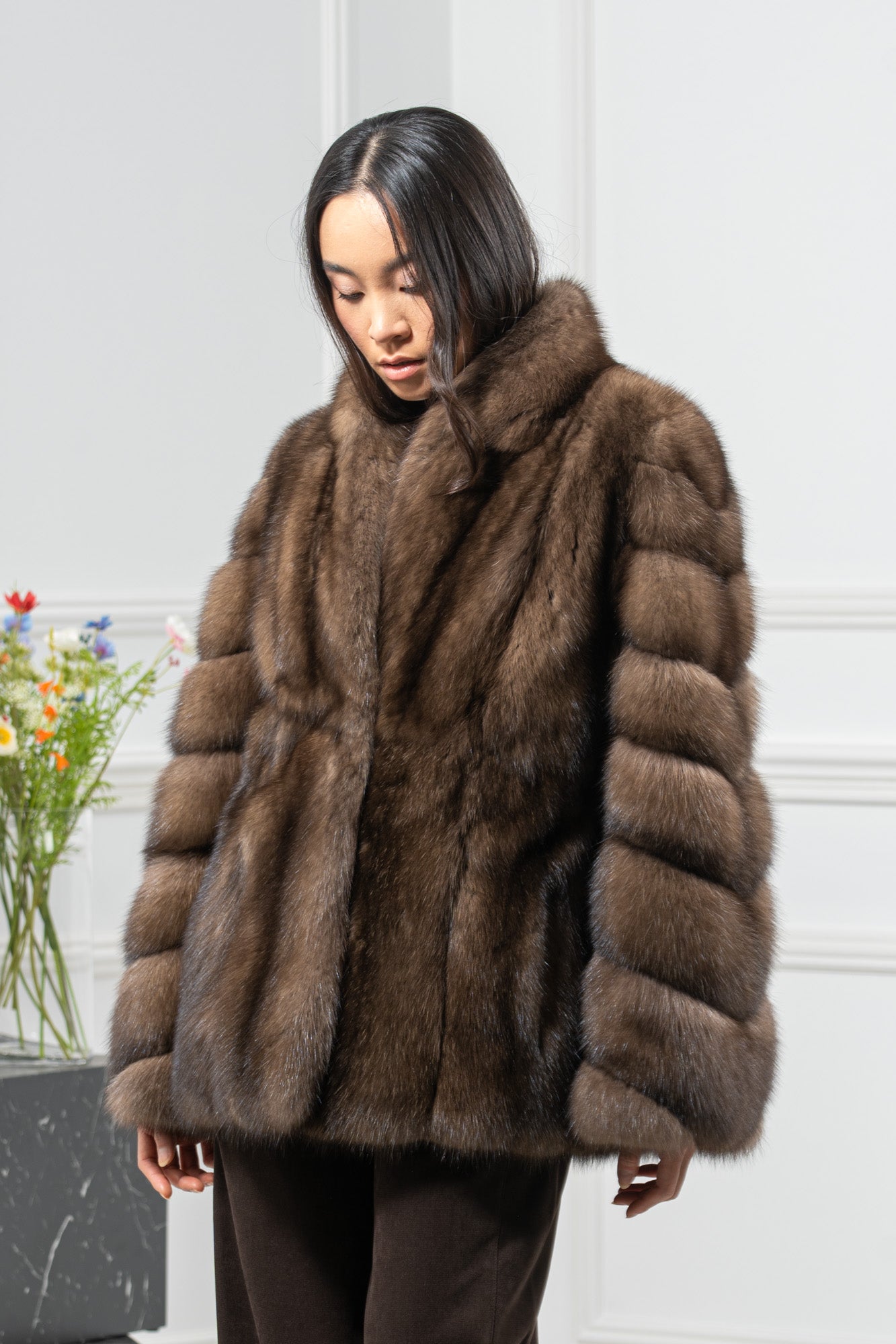 Russian Sable Platinum Skin Natural Long Hair Short Jacket L1,7 S