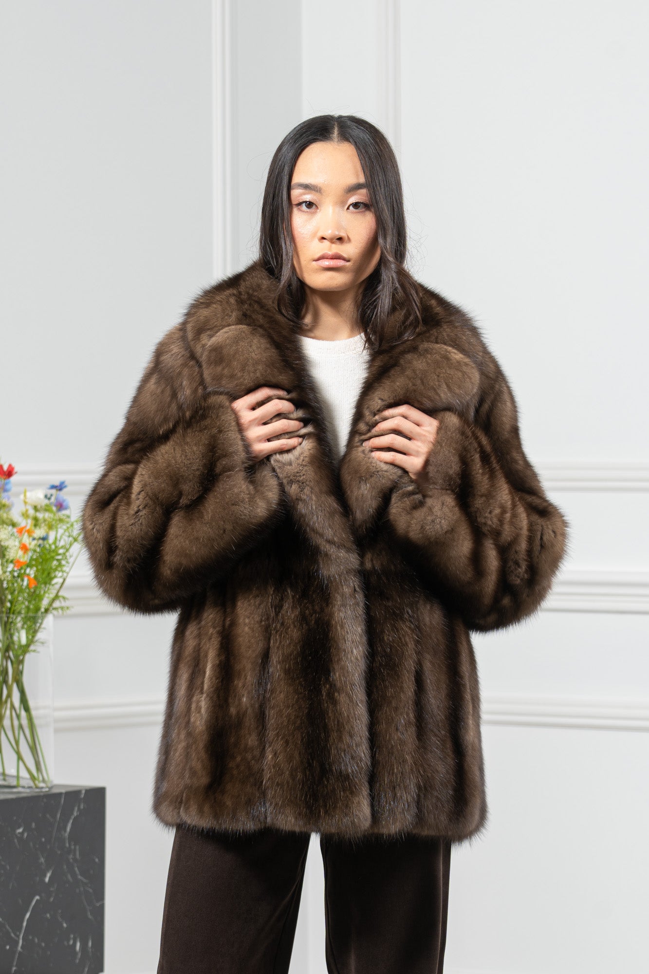 Russian Sable Platinum Skin Natural Long Hair Short Jacket L1,7 S/S 26M6412Γ3005