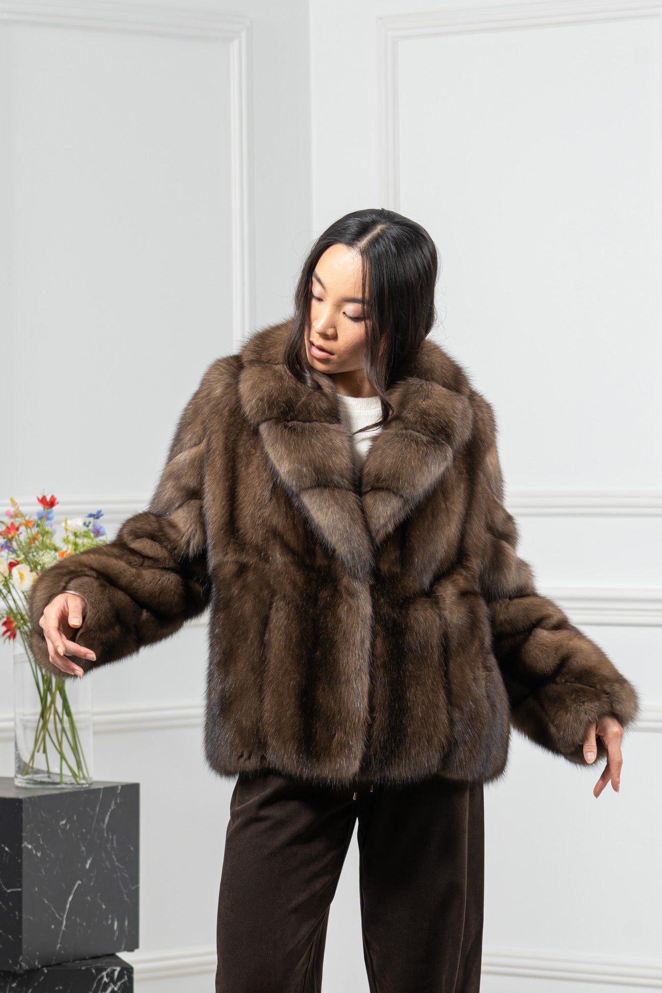 Russian Sable Platinum Skin Natural Long Hair Short Jacket L1,7 S/S 26M6414