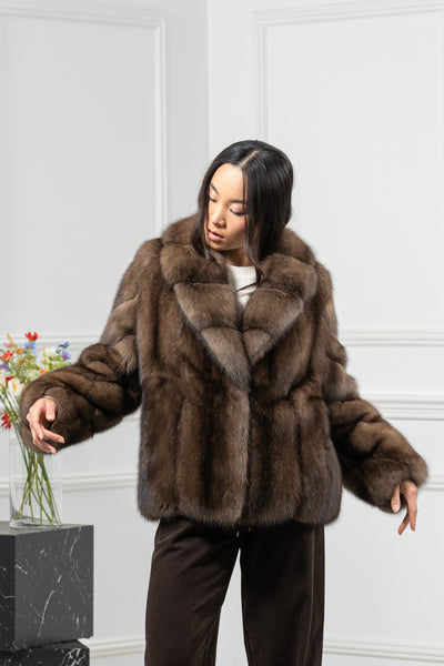 Russian Sable Platinum Skin Natural Long Hair Short Jacket L1,7 S/S 26M6414