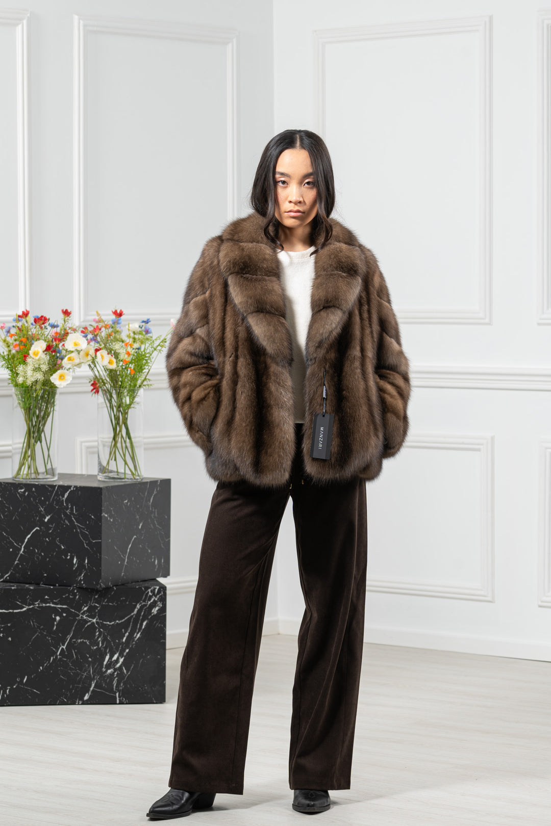 Platinum Russian Sable Short Jacket - Women&