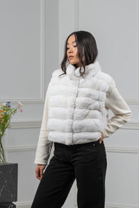 Chinchilla Skin Snow White Long Hair Short Vest L1,5 P/K 23Mv4V