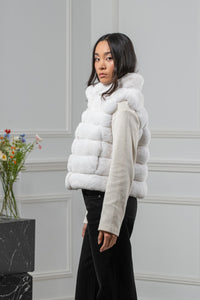 Chinchilla Skin Snow White Long Hair Short Vest L1,5 P/K 23Mv4V