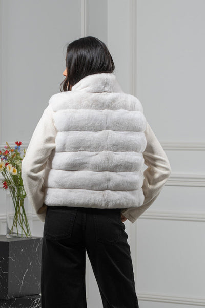Chinchilla Skin Snow White Long Hair Short Vest L1,5 P/K 23Mv4V