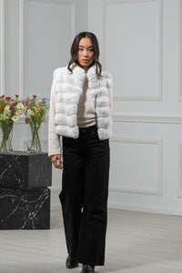 Chinchilla Skin Snow White Long Hair Short Vest L1,5 P/K 23Mv4V